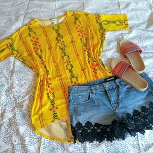 Yellow Aztec Print Lularoe Irma Shirt